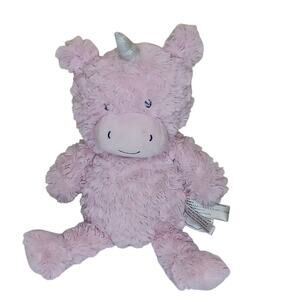 The Peanutshell 14" Unicorn Plush Lovey Stuffed Animal Toy Pink Silver Horn